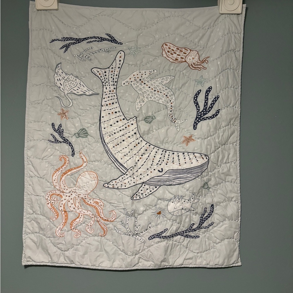 Crate and Kids Aquatic Life Organic Cotton Baby Crib Quilt